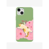 iPhone 14 Yeşil Cat Sleeping Kamera Korumalı Premium Lansman Renkli Silikon Kılıfı