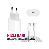 Iphone 15-15 Pro-15 Pro Max Uyumlu Şarj Aleti Set Hızlı Adaptör Ve Type-C Kablosu