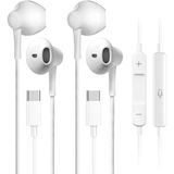 iPhone 15 için 2 Paket USB C Kulaklıklar Tip C Kablolu Kulaklık Mikrofon ve Uzaktan Kumanda Gürültü Önleyici iPhone 16 pro, iPad Pro, Galaxy S23/S22/S21/S20/Ultra Note 10/20, Pixel 7/6/6a/5/4