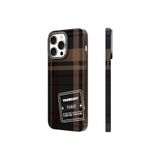 iPhone 15 İle Uyumlu Pro Kılıf Ekose Desenli Youngkit Gezhi Serisi Kapak Kahverengi
