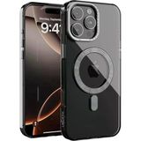 İphone 15 İle Uyumlu Şeffaf Taşlı Mag-Safe Kılıf – Sert Mika Sararmaz Kılıf, N52 Güçlü Mıknatıs, Bağımsız Tuşlar, Lüks Kristal Tasarım (Siyah Şeffaf, İphone 15)