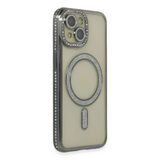 İphone 15 Kılıf Joke Simli Magneticsafe Kılıf - Gri