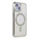 İphone 15 Kılıf Joke Simli Magneticsafe Kılıf - Gümüş