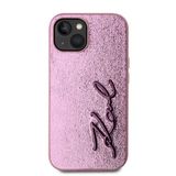 İphone 15 Kılıf Karl Lagerfeld Lisanslı 3D Kl Yazılı Tüylü Arka Yüzey Saffiano Rhinestones Kapak