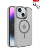 iPhone 15 Kılıf Lensli Pencere Standlı Lens Magsafe Kapak - Gri