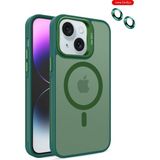 iPhone 15 Kılıf Lensli Pencere Standlı Lens Magsafe Kapak - Koyu Yeşil