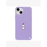 iPhone 15 Lila Lansman Renkli Silikon New Year Kedi Tasarımlı Kamera Korumalı Kılıf
