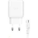 iPhone 15 Plus Ile Ile Uyumlu - 18W Qc 3.0 Type C Hızlı Şarj Aleti ve Type C Kablo QCT30 - Beyaz