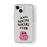 iPhone 15 Plus ile Uyumlu Anti Social Tasarım Baskılı Şeffaf Kılıf