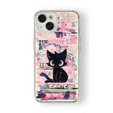iPhone 15 Plus ile Uyumlu Black Cat Tasarım Baskılı Şeffaf Kılıf