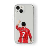iPhone 15 Plus ile Uyumlu C. Ronaldo temalı Tasarım Baskılı Şeffaf Kılıf