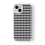 iPhone 15 Plus ile Uyumlu Houndstooth Tasarım Baskılı Şeffaf Kılıf