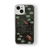 iPhone 15 Plus ile Uyumlu Japon Balıkları Tasarım Baskılı Şeffaf Kılıf