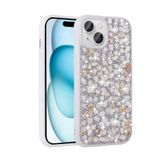 iPhone 15 Plus İle Uyumlu Kılıf Parlak Taşlı Tasarım Linea Kapak T30742 Beyaz