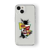 iPhone 15 Plus ile Uyumlu Sanatsal Pop Art Kolaj Tasarım Baskılı Şeffaf Kılıf
