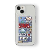 Iphone 15 Plus ile Uyumlu Stars Space Tasarım Baskılı Şeffaf Kılıf
