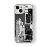 iPhone 15 Plus ile Uyumlu Statue of Liberty Tasarım Baskılı Şeffaf Kılıf