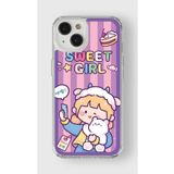 Iphone 15 Plus ile Uyumlu Sweet Girl Tasarım Baskılı Şeffaf Kılıf