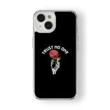 iPhone 15 Plus ile Uyumlu Trust No One Tasarım Baskılı Şeffaf Kılıf