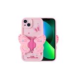 iPhone 15 Plus Kılıf Kamera Korumalı Figür Tasarımlı Kapya Silikon Kapak Açık Pembe