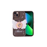 iPhone 15 Plus Kılıf Kamera Korumalı Figür Tasarımlı Kapya Silikon Kapak Koyu Kahve