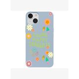 iPhone 15 Plus Mavi Think Happy Renkli Silikon Kılıfı