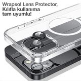 İphone 15 Plus Siyah Kamera Lens Koruyucu Kolay Uygulama Aparatlı