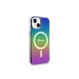 İphone 15 Plus Uyumlu Kılıf Guess Lisanslı Magsafe Şarj Özellik Yazı Logolu Iridescent siyah