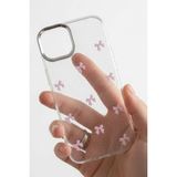 iPhone 15 Plus Uyumlu Şeffaf Kurdele Desenli Yumuşak Koruma Kılıfı – İnce, Esnek, Çizilmez Tasarım, Kamera Korumalı Şeffaf Telefon Kapak Pembe