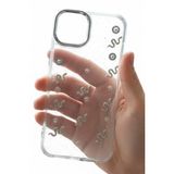 iPhone 15 Plus Uyumlu Şeffaf Kurdele Desenli Yumuşak Koruma Kılıfı – İnce, Esnek, Çizilmez Tasarım, Kamera Korumalı Şeffaf Telefon Kapak Snake