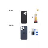 İphone 15 Pro Gece Mavisi Arka Kapak Arka Cam Batarya Kapağı Lazer Kesim Kapak Pil Kapağı + B-7000 Yapıştırıcı + Tamir Seti