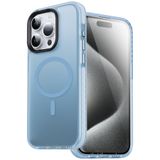 Iphone 15 Pro için Magsafe İle Uyumlu M.TK moveteck Kılıf Kenarları Tırtıklı Mat Wireless Şarj Destekli Buzlu Kaymaz Soft Kapak, Mavi, Tek Ebat, 1klap-zore-15pro-mavi123