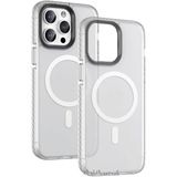 Iphone 15 Pro için Magsafe İle Uyumlu M.TK moveteck Kılıf Kenarları Tırtıklı Mat Wireless Şarj Destekli Buzlu Kaymaz Soft Kapak, Şeffaf, Tek Ebat, 1klap-zore-15pro-şeffaf123