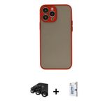 iPhone 15 Pro Kılıf Ahenk Çizgi Serisi - Siyah Bilvis 0.18mm Plus Cam Ekran Koruyucu + Siyah Ra