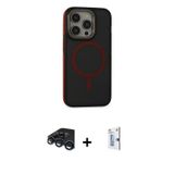 iPhone 15 Pro Kılıf Ahenk Form Serisi - Siyah Bilvis 0.18mm Plus Cam Ekran Koruyucu + Lacivert