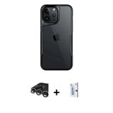 iPhone 15 Pro Kılıf Akış Çizgi Koleksiyonu - Siyah Bilvis 0.18mm Plus Cam Ekran Koruyucu + Gümü