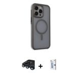 iPhone 15 Pro Kılıf Çekirdek Yansıma Prime - Siyah Bilvis 0.18mm Plus Cam Ekran Koruyucu + Laci