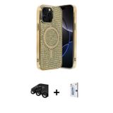 iPhone 15 Pro Kılıf Eksen Çizgi - Siyah Bilvis 0.18mm Plus Cam Ekran Koruyucu + Siyah Raze Meta
