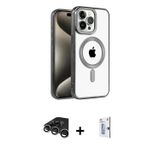 iPhone 15 Pro Kılıf Eksen Form Koleksiyonu - Siyah Bilvis 0.18mm Plus Cam Ekran Koruyucu + Gümü