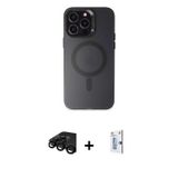 iPhone 15 Pro Kılıf Kozmos Çizgi Prime - Siyah Bilvis 0.18mm Plus Cam Ekran Koruyucu + Siyah Ra
