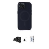 iPhone 15 Pro Kılıf Kutup Serisi - Siyah Bilvis 0.18mm Plus Cam Ekran Koruyucu + Titanyum Gri R