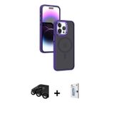 iPhone 15 Pro Kılıf Yörünge Klasik - Siyah Bilvis 0.18mm Plus Cam Ekran Koruyucu + Siyah Raze M