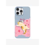 iPhone 15 Pro Mavi Cat Sleeping Kamera Korumalı Premium Lansman Renkli Silikon Kılıfı