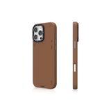 iPhone 15 Pro Max için Magsafe İle Uyumlu Kılıf Uyumlu Basit Mat Deri Desen Youngkit Tech Fashion Serisi Kahverengi