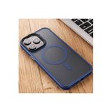Iphone 15 Pro Max için Magsafe İle Uyumlu M.TK moveteck Kılıf Kamera Çıkıntılı Arkası Buzlu Mat Şarj Destekli Titanyum Kenarlı Kap, Blue, Tek Ebat, YSD-FLET-15promax-blue123