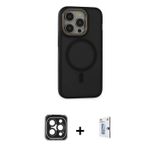 iPhone 15 Pro Max Kılıf Ahenk Form Serisi - Siyah Bilvis 0.18mm Plus Cam Ekran Koruyucu + Siyah