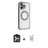 iPhone 15 Pro Max Kılıf Ahenk Işık Serisi - Siyah Bilvis 0.18mm Plus Cam Ekran Koruyucu + Turun