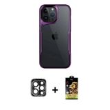 iPhone 15 Pro Max Kılıf Akış Çizgi Koleksiyonu - Siyah Buffer Cam Ekran Koruyucu + Lacivert PVD