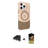 iPhone 15 Pro Max Kılıf Çekirdek Asil Özel Seri - Siyah Buffer Cam Ekran Koruyucu + Gümüş Raze