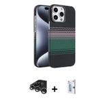 iPhone 15 Pro Max Kılıf Doruk Serisi - Siyah Bilvis 0.18mm Plus Cam Ekran Koruyucu + Gümüş Raze